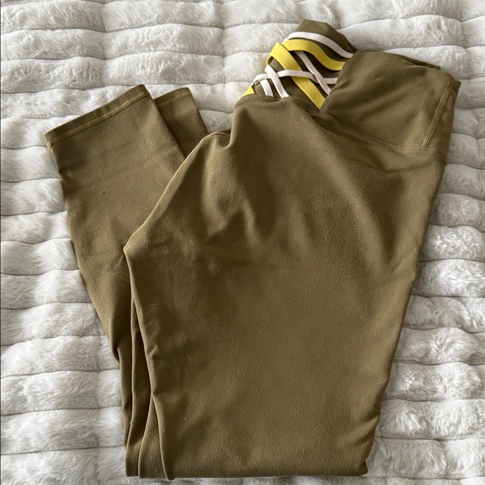 Fabletics Tan Leggings with Striped Detail